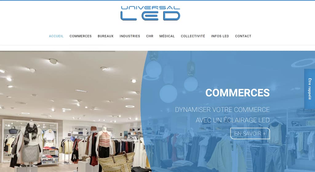 Universal LED : site vitrine b2b