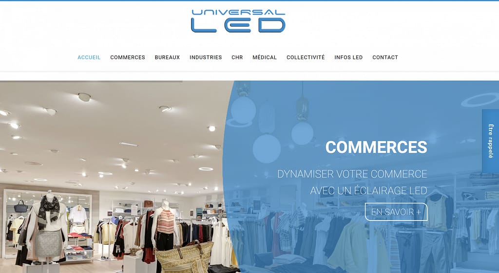 Universal LED : site vitrine b2b