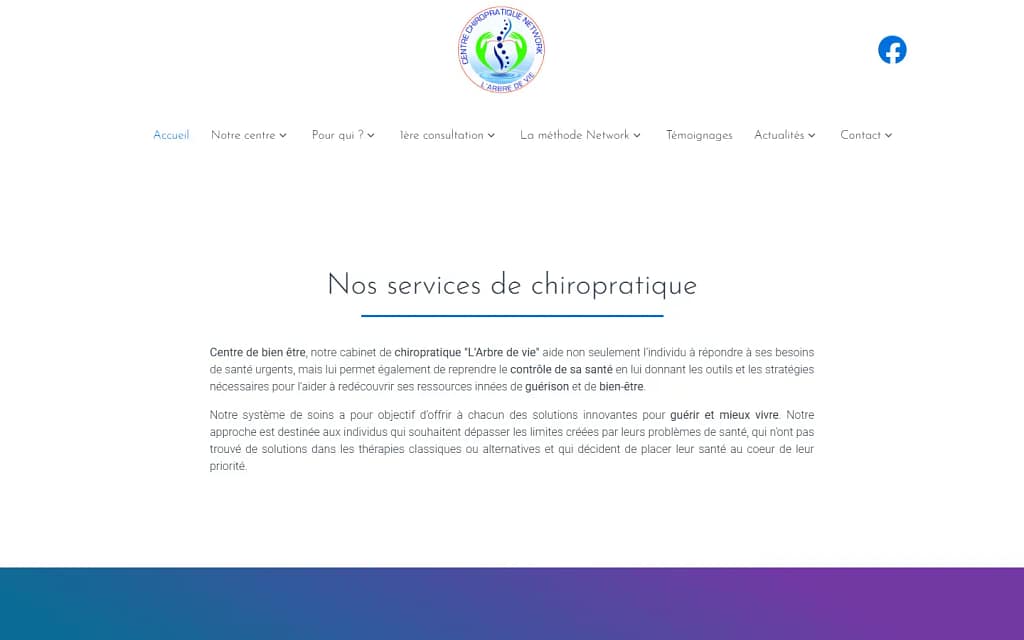 Centre Chiropratique Network : site vitrine