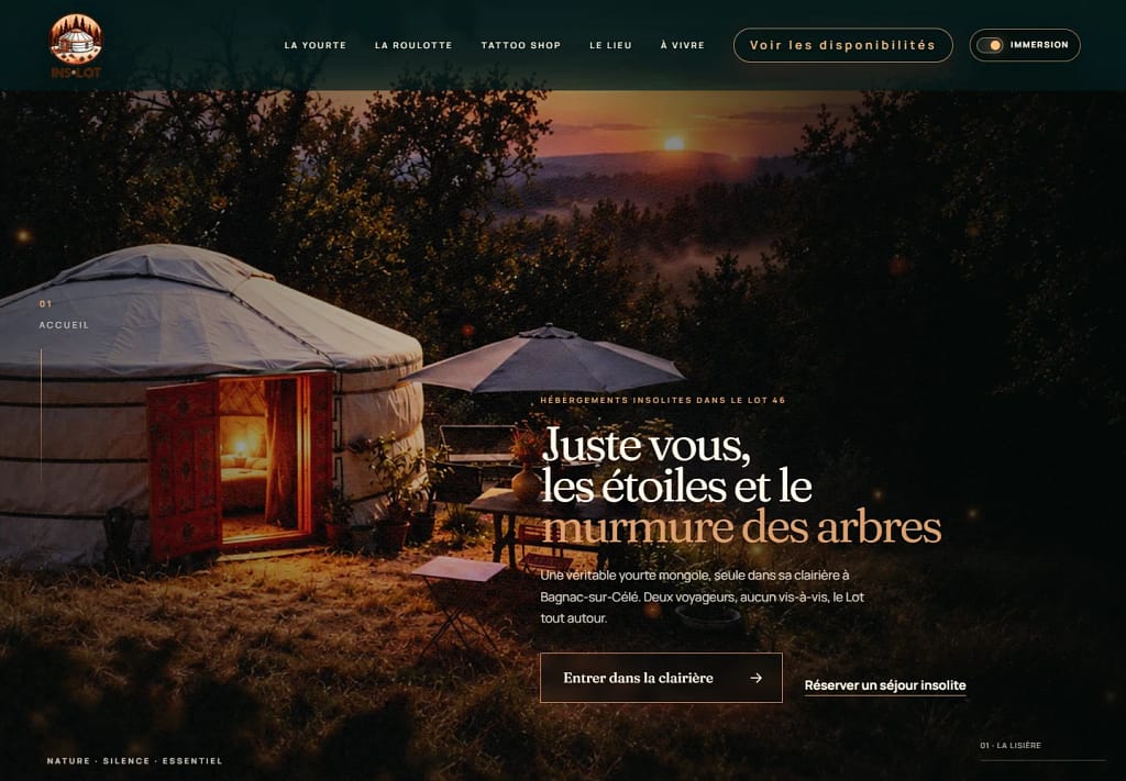 InsoLot — Site immersif, réservation directe et administration